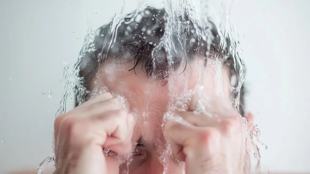 can hard water cause hair loss person washing hair with hard water buildup effects