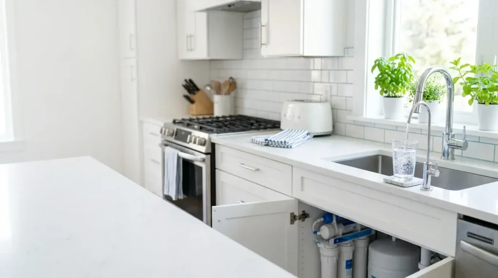 What is the best water filtration system for home? Under-sink reverse osmosis system with filtered water faucet